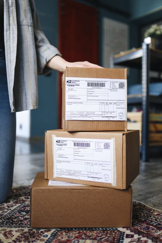 E-commerce parcels prepared for delivery