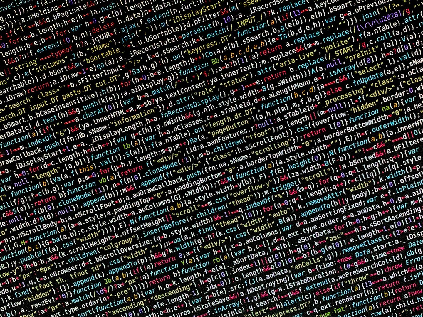 A close-up of software source code